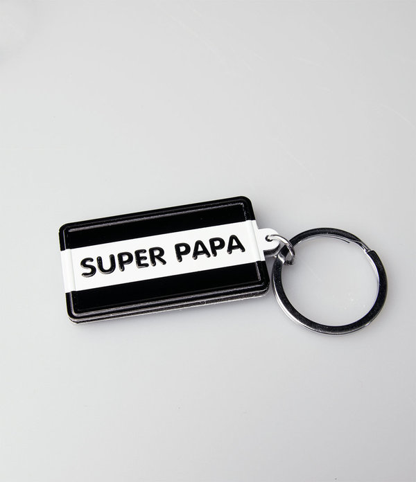 Black & white keyring - Super papa