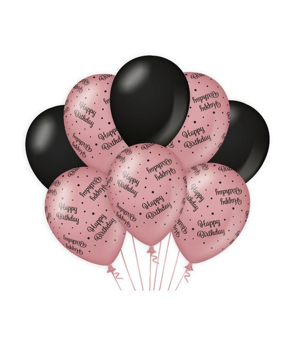 Decoration balloons Rose/black Happy birthday