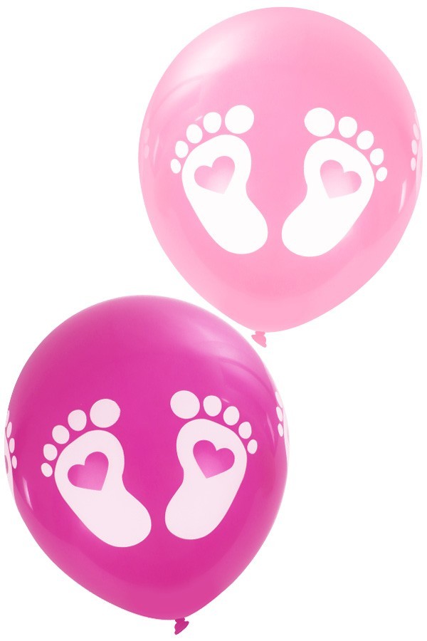 Ballon baby Voetjes roze 12 inch per 8