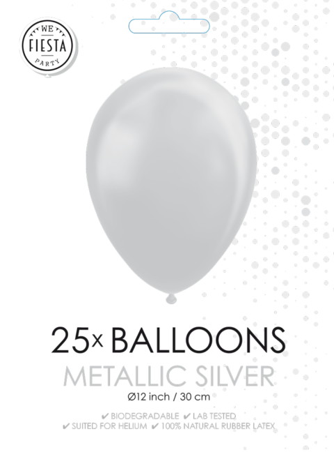 ballonnen metalic zilver 25 stuks