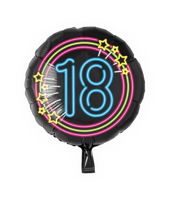 Folieballon 18 jaar neon