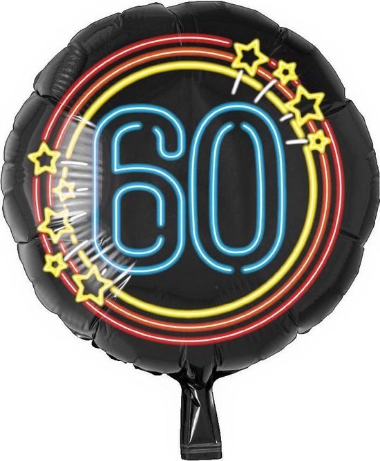 Folieballon 60 jaar neon